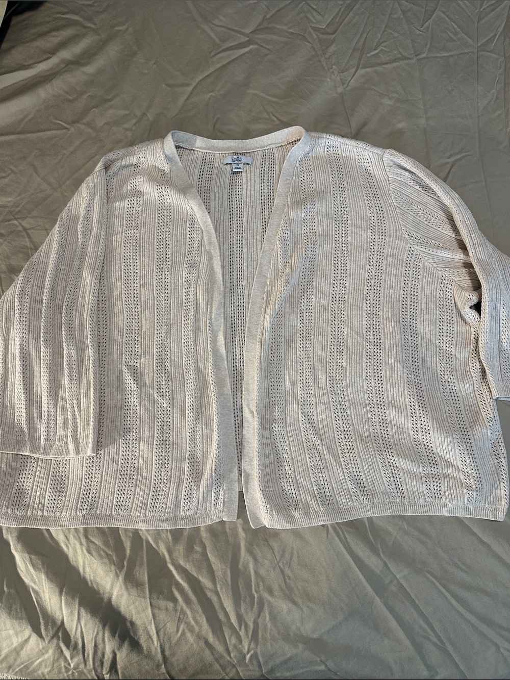 croft & barrow Open-Knit Cardigan - Cream